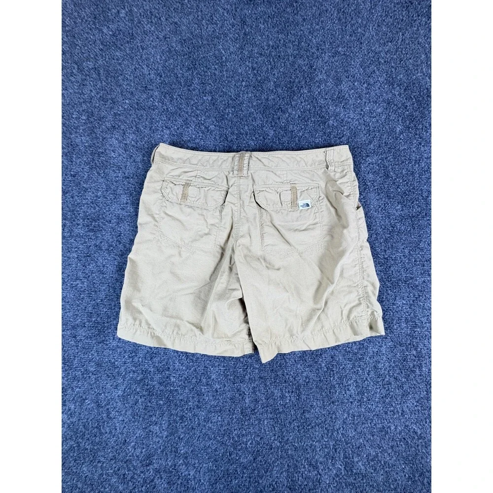 The North Face Horizon Hiking Shorts Women 29x7 Khaki Logo Ripstop Nylon Outdoor